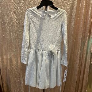 Rare Editions Silver Sequin Evening Dress NWT